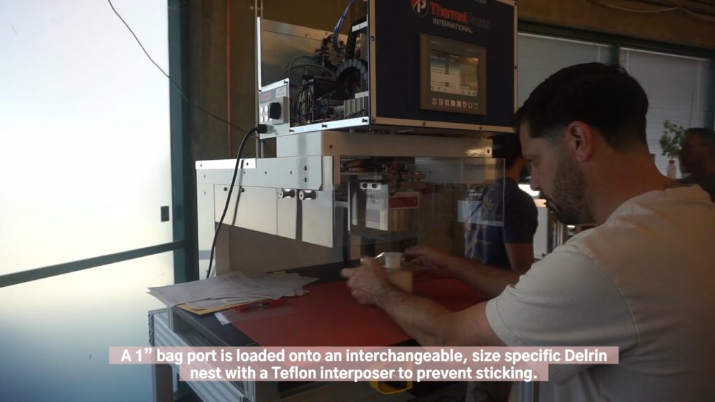 Port sealing medical bag orts using Thermal Press Port Sealer machine