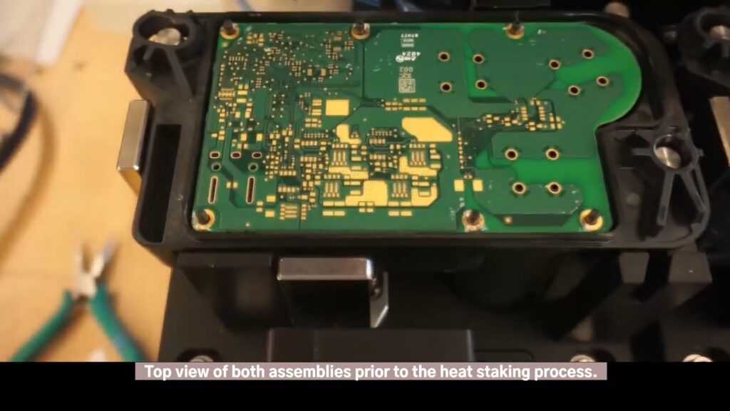 Heat staking automotive PCB 2-up using Thermal Press machine